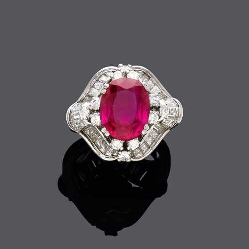 BURMA RUBY AND DIAMOND RING, BY E. MEISTER.