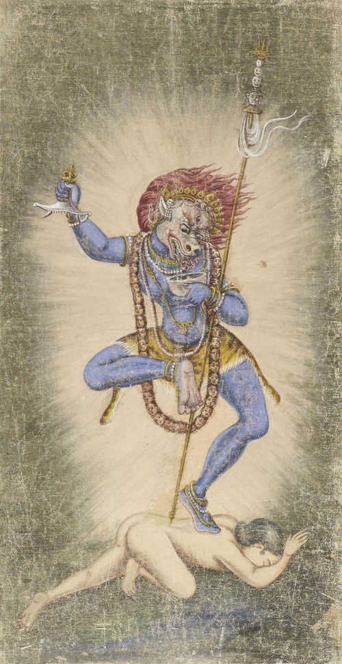 A MODERN PAINTING OF DAKINI SIMHAVAKTRA. Nepal, first half of 20th c. 96x50 cm.
