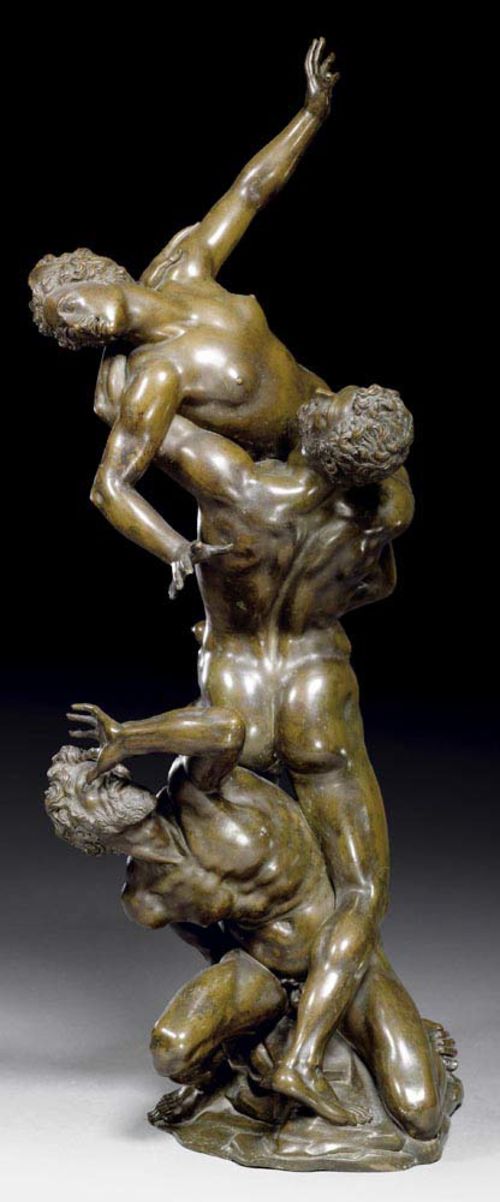 BRONZE GROUP "RAPE OF THE SABINE WOMEN",after GIANBOLOGNA (Giovanni di Bologna, Douai 1529-1608 Florence), Italy, 19th century Burnished bronze. H 60 cm. Provenance: Swiss private collection. An identical figure was sold in the Koller June auction 2000. (lot 1525).