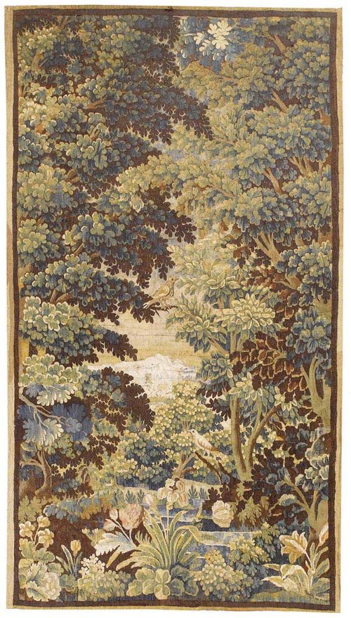 FLEMISH VERDURE TAPESTRY early Baroque, 16/17th century Depicting birds and animals in an idealised forest landscape. H 235 cm, W 132 cm. Provenance: Private collection Zurich