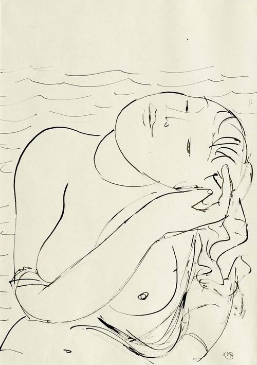 BARRAUD, MAURICE (1889 Geneva 1954) Female nude. India ink on paper. 33 x 25 cm (image).
