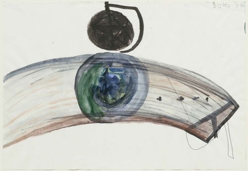 DISLER, MARTIN (Seewen 1949 - 1996 Geneva) Composition. 1977. Watercolour on paper. Signed and dated upper right: Disler 77. 33.5 x 47.5 cm.