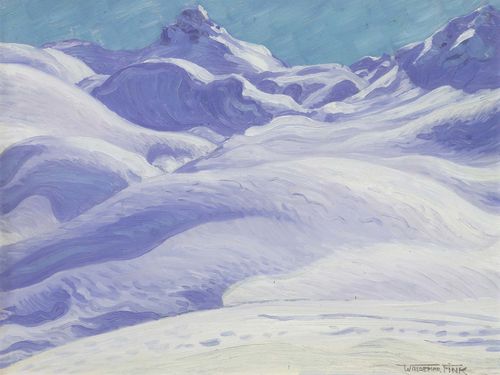 FINK, WALDEMAR (1883 Bern 1948) Winter landscape near Adelboden. Oil on board. Signed lower right: WALDEMAR FINK. 42 x 55 cm. Provenance: Acquired directly from the artist and since then in the same Swiss private collection.