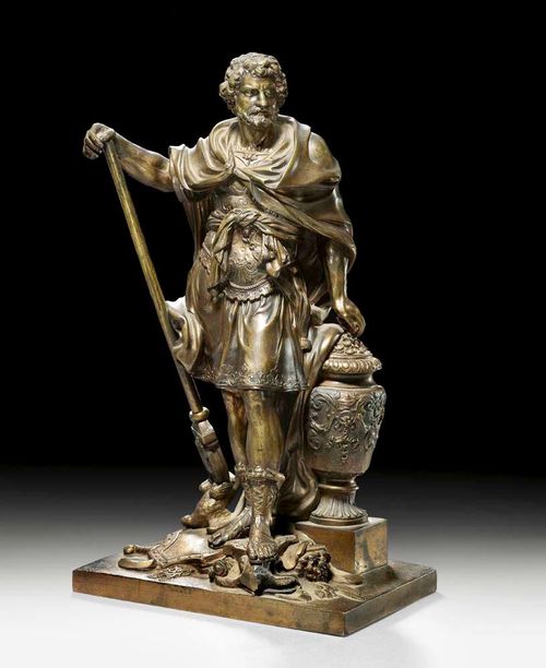 BURNISHED BRONZE SCULPTURE OF SEPTIMIUS SEVERUS,after the antique, probably  Rome, 19th century H 35 cm. Provenance: from a German private collection.