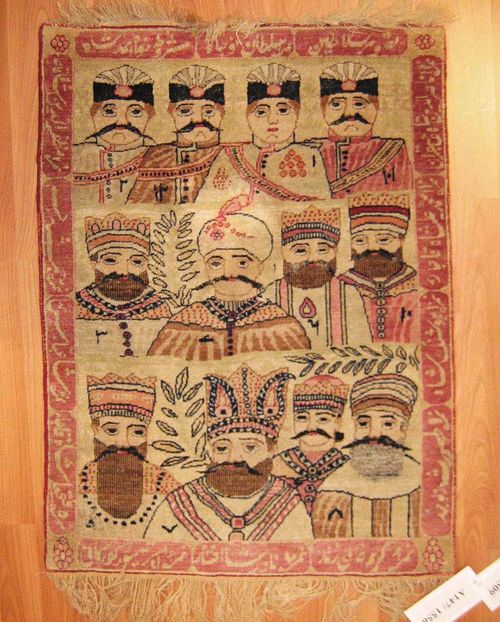 LOT OF 3 SMALL PICTORIAL CARPETS, antique.With depictions of human figures, slight wear, ca. 80x60 cm.