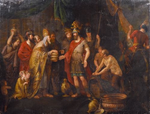 BESCHEY, BALTHASAR (before 1708 Antwerp 1776) Four scenes from the life of Abraham (Genesis 12-22) Oil on canvas. 225 x 174 cm / 226 x 168 cm / 224 x 167 cm / 323 x 225 cm. Provenance: - formerly in the artist’s apartment, 'De Rozenhoed' in Antwerp, 1776. - Belgian private collection. - Swiss private collection. Registered at RKD, The Hague, as by Balthasar Beschey