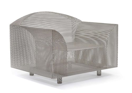 SHIRO KURAMATA (1934 - 1991) ARMCHAIR, Model &quot;How High the Moon&quot;, designed in  1986 for Vitra Ed. Nickel-plated steel mesh.