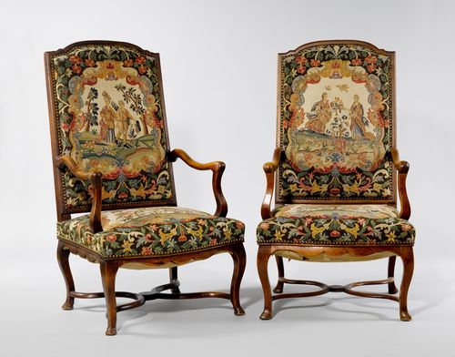 PAIR OF TAPESTRY FAUTEUILS,