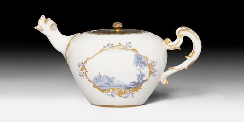 A SMALL TEAPOT WITH ANIMAL SPOUT,