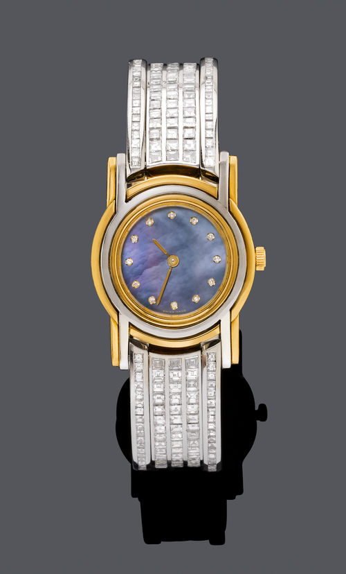 DIAMOND AND GOLD BANGLE WATCH, BY HEMMERLE.