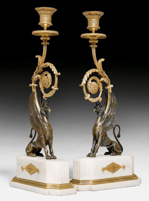 PAIR OF CANDLESTICKS "AUX GRIFFONS",