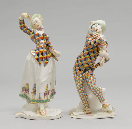 TWO COMMEDIA DELL'ARTE FIGURES OF 'MEZZETINO' AND 'LALAGÉ',