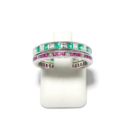 RUBY AND DIAMOND RING and EMERALD AND DIAMOND RING.
