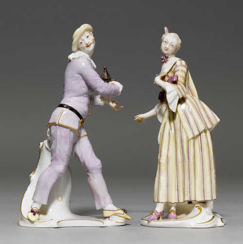 TWO COMMEDIA DELL'ARTE FIGURES 'PIERROT' AND 'LUCINDA',