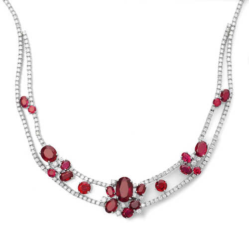 SPINEL AND DIAMOND NECKLACE.