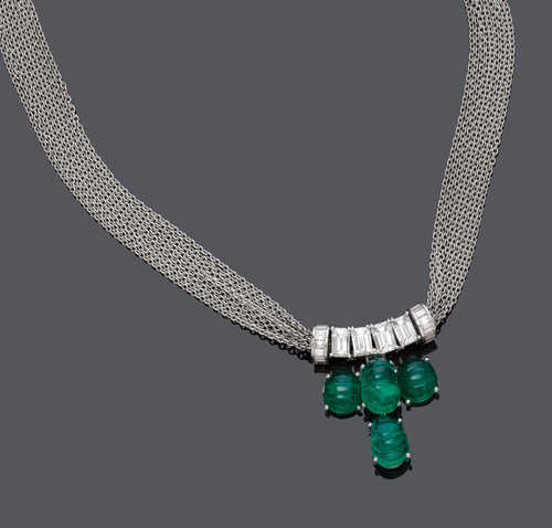 EMERALD AND DIAMOND NECKLACE, BY BINDER.
