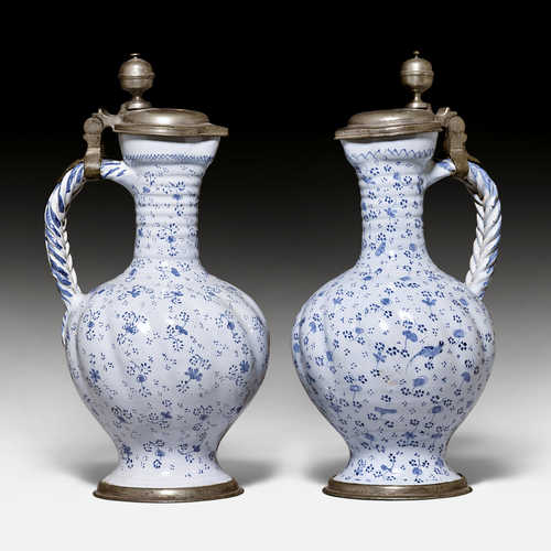 PAIR OF FAIENCE PITCHERS,