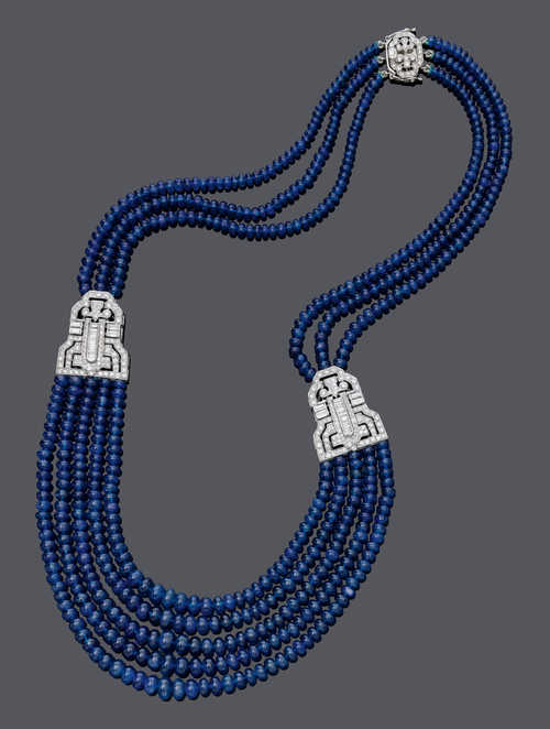 SAPPHIRE AND DIAMOND NECKLACE.