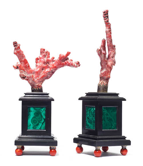 PAIR OF RED CORAL BRANCHES,