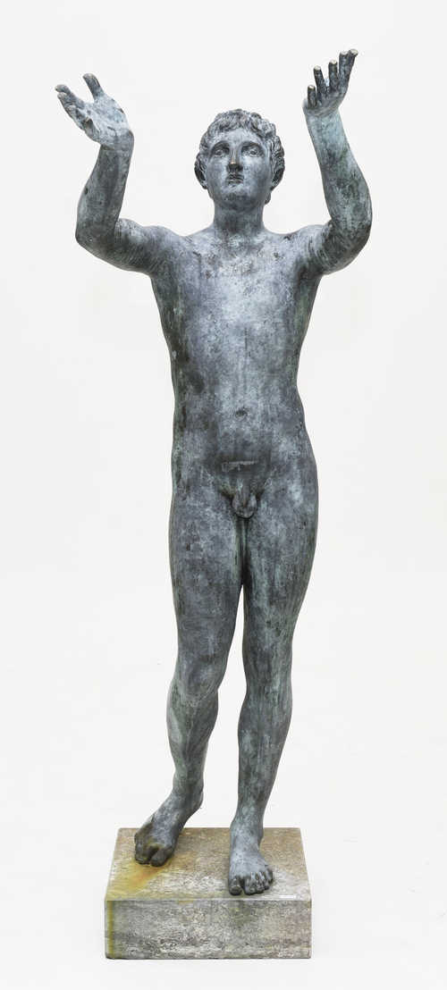 LARGE GARDEN FIGURE OF A YOUNG BOY,