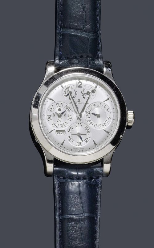 A GENTLEMAN'S WRISTWATCH, MASTER 8 DAY, PERPETUAL, JAEGER LE COULTRE. Platinum 950. D 42 mm. Brand new. With case.