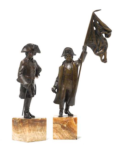 LOT OF 2 BRONZE FIGURES, DESIGNED AS NAPOLÉON BONAPARTE AND FREDERICK THE GREAT,