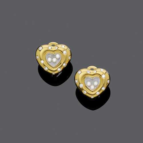 DIAMOND AND GOLD HEART EARCLIPS, BY CHOPARD.