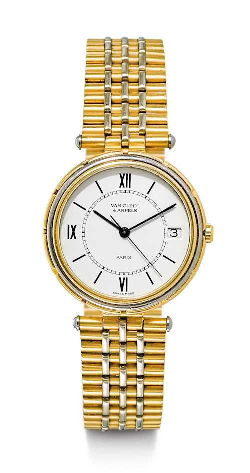 Van Cleef &amp; Arpels. Wristwatch with gold bracelet.