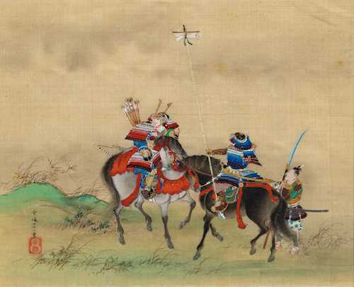 A PAINTING OF SAMURAI BY HASEGAWA SETTEI (1816 - 1882).