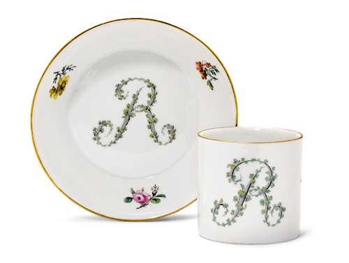 A CUP AND SAUCER "R"