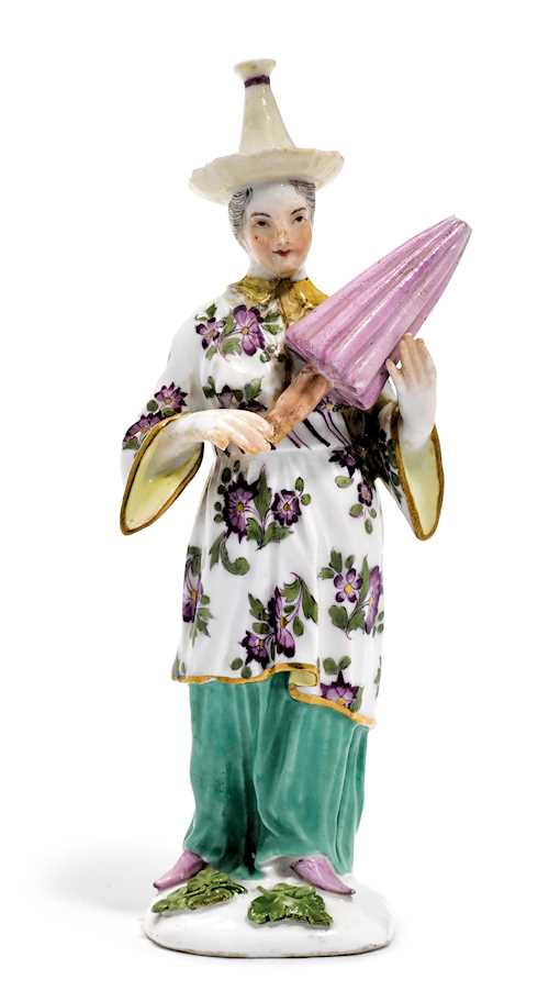 A FEMALE CHINESE FIGURE WITH PARASOL