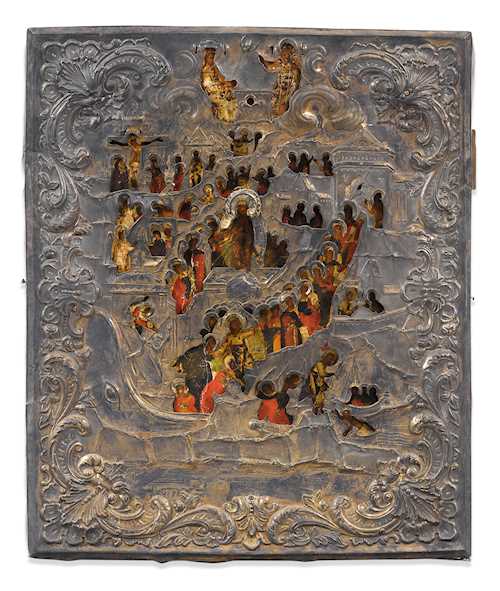 ICON WITH OKLAD, RUSSIA, MID-18TH CENTURY