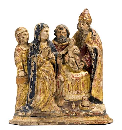 THE HOLY FAMILY WITH A BISHOP AND SAINT DOROTHY