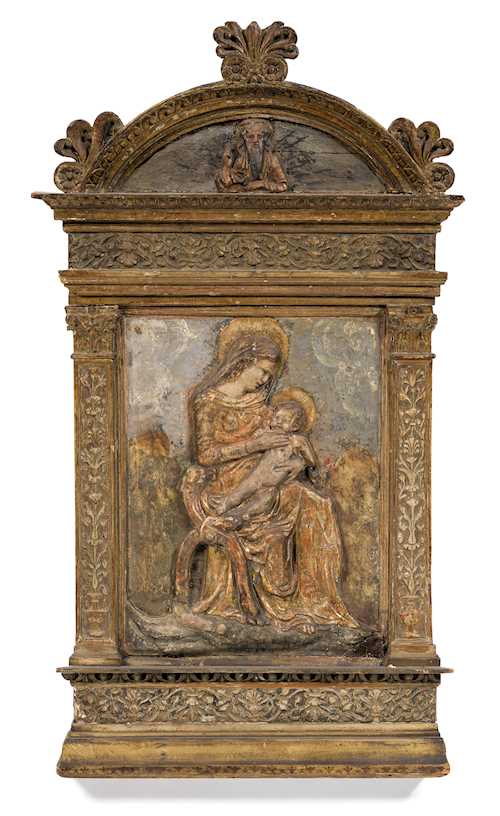 "CARTAPESTA" RELIEF OF A MADONNA AND CHILD