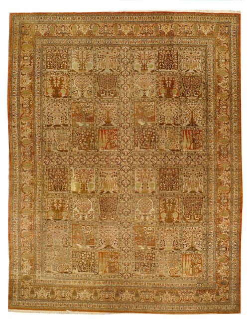 TABRIZ HADJI DJALILI CARPET, antique.Palace garden carpet. In good condition, 388x570 cm.