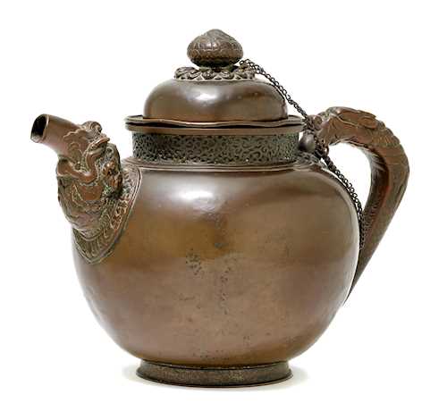 壓花銅奶茶壺。