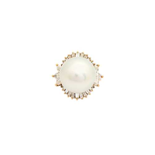 PEARL AND DIAMOND RING, BY SCHILLING.