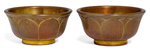 A PAIR OF FINE LOTUS SHAPED CEREMONIAL CUPS (SHASUIKI).