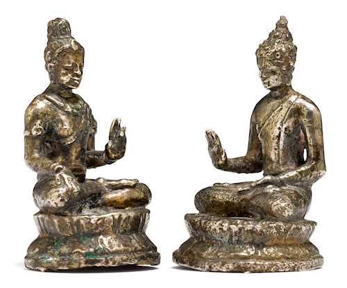 TWO RARE BUDDHIST MINIATURE FIGURES.