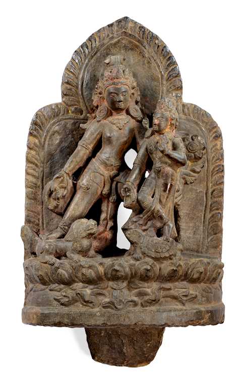 濕婆和雪山神女石雕像。