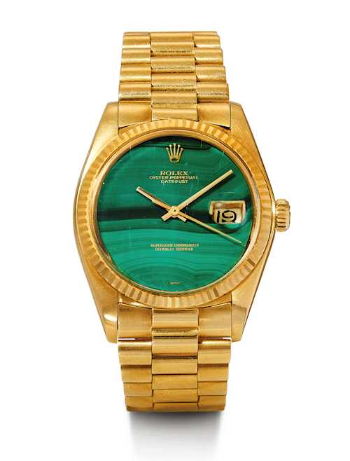 Rolex, very attractive and rare Datejust with malachite dial, ca. 1976.