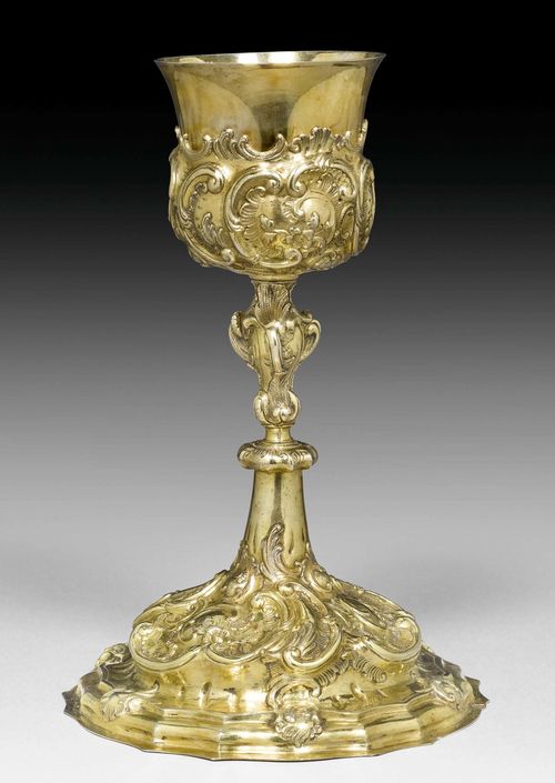 SILVER-GILT GOBLET. Probably Augsburg 1st half of the 18th century.H: 24 cm. 402 g.