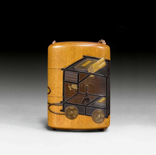 A TWO CASE LACQUERED WOOD INRÔ BY IKEDA TAISHIN (1825-1903). Japan, 19th c. Height 5.8 cm.