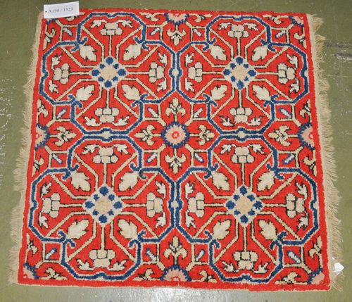 EUROPEAN CARPET old.Red ground with a Chotan pattern, good condition, 90x90 cm.