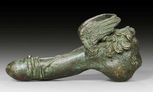 FERTILITY SYMBOL FOR GOOD LUCK,Renaissance style, according to ancient designs, probably Florence, 19th century, bronze. L 11 cm.