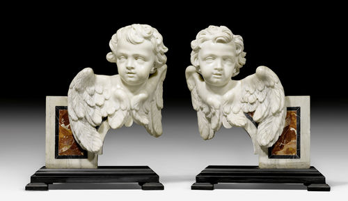 PAIR OF PUTTO BUSTS,