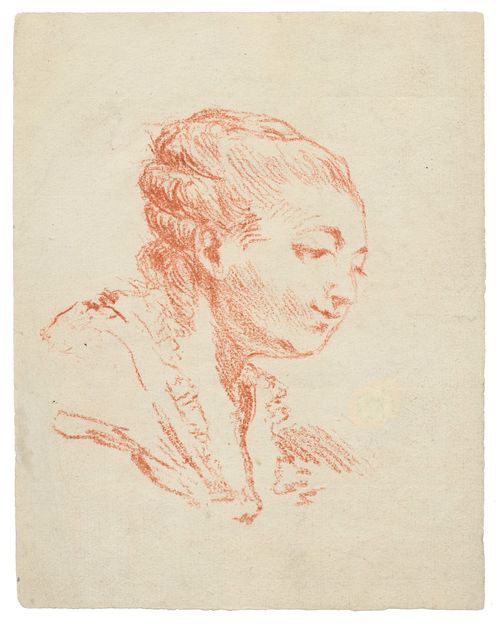 FRENCH SCHOOL, 18TH CENTURY. Portrait of a young woman. Red chalk drawing, 20 x 15.5 cm. Framed.