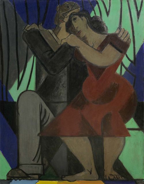 DESSOUSLAVY, GEORGES (La Chaux-de-Fonds 1898 - 1952 Yverdon) Le couple. 1952. Oil on canvas. Signed and dated lower right: Dessouslavy 52. 146 x 114 cm.