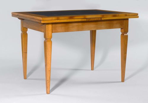 SLATE EXTENDABLE TABLE,late Biedermeier, Switzerland ca. 1900. Walnut. Rectangular, extendable top. The top and the extensions inlaid with slate. 113(209)x83x77 cm. In good condition.