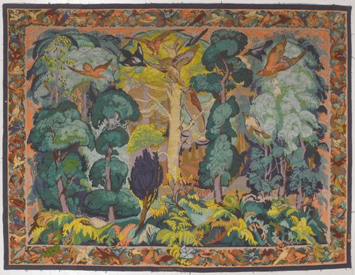 ELIE MAINGONNAT (1892- 1966) TAPESTRY, designed in 1934 for Aubusson Wool. Monogrammed on the lower right and inscribed Aubusson 1934 and signed E. Maingonnat. 209 x 272 cm.